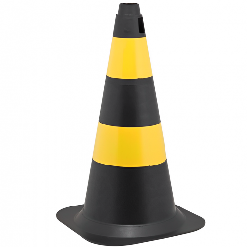 Cone Para Sinalização Preto Amarelo 50cm ...