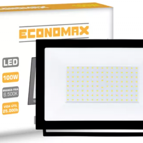 Refletor Led IP65 BIVOLT Preto - ECONOMAX