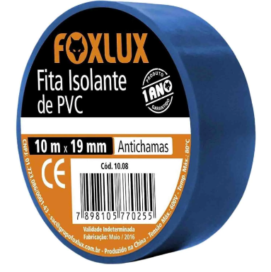 Fita Isolante 19mm x 10m Azul - FOXLUX